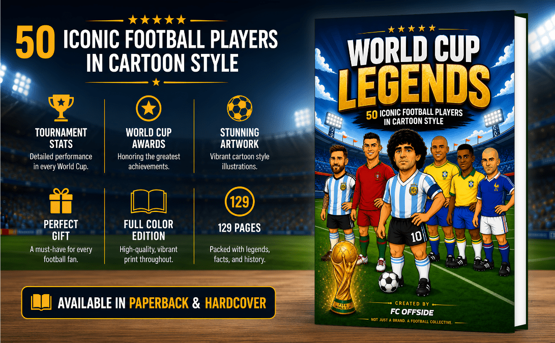 World Cup Legends by FC Offside World Cup Legends: 50 Iconic Football Players in Cartoon Style